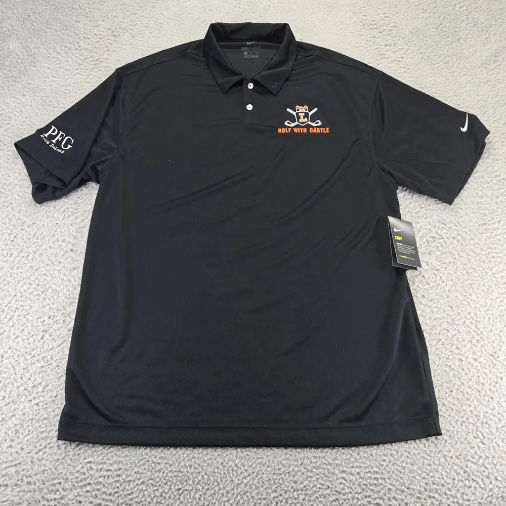 Nike Shirt Mens XL Black Golf Polo Outdoors Dri-Fit Swoosh Short Sleeve PFG